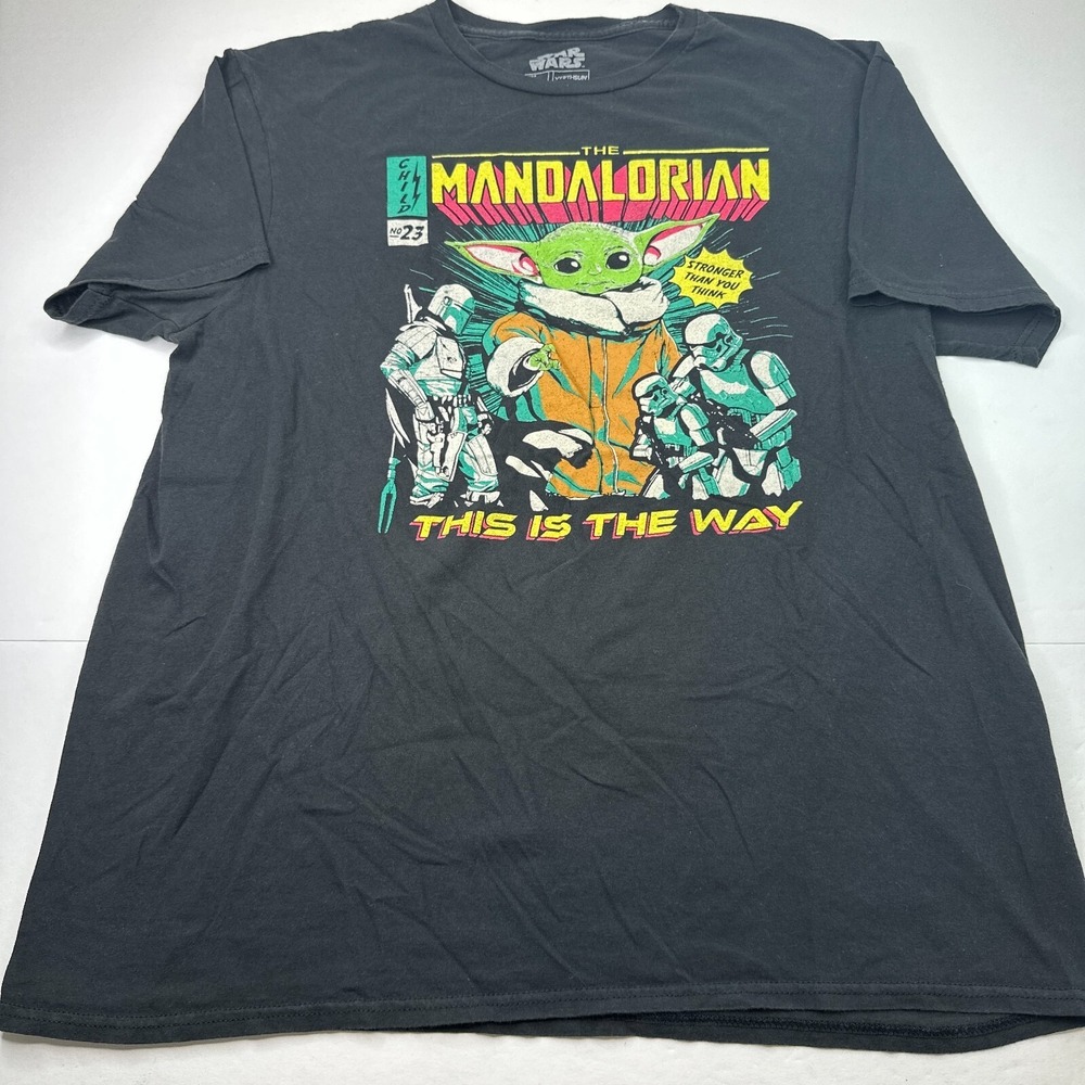 Star Wars Mandalorian Mens Baby Yoda This Is The Way Graphic T-Shirt XL Black